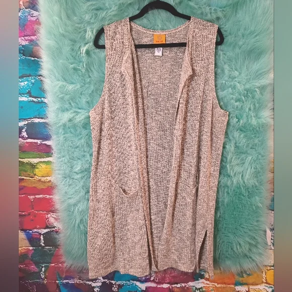 Ruby Rd Gray Silver White Sleeveless Open Front Fall Sweater Size M - Picture 2 of 14